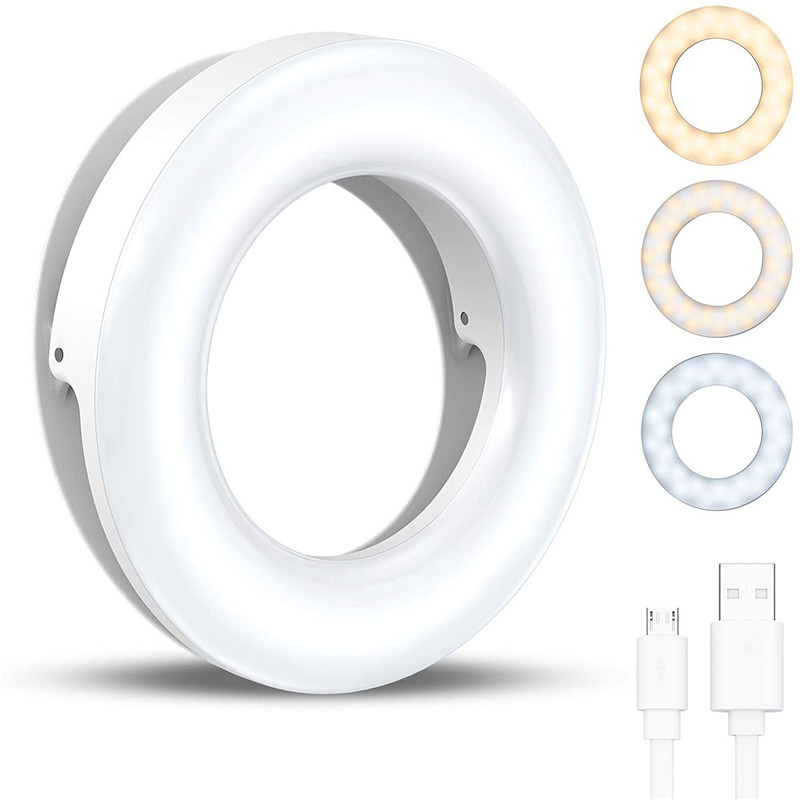 Webcam Ring Light - Lampada portatile ad anello con clip
