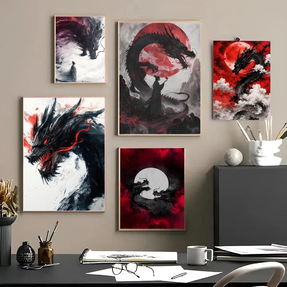 Esports Gaming Wallpaper - Poster con drago nero, adesivi impermeabili,