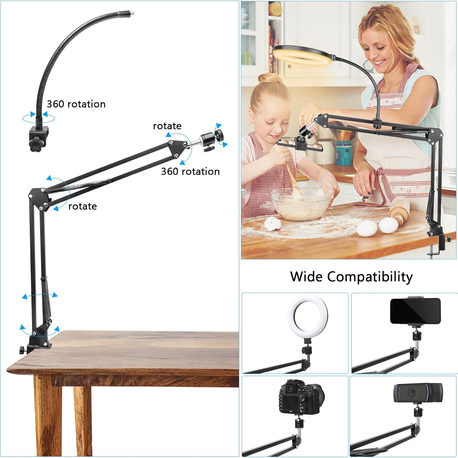Anello luminoso con supporto e - Webcam Ring Light recensione e prezzo